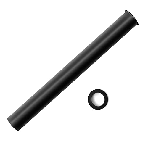 OPERMAXER Tubo de inmersión de latón 300 mm para sifón, tubo de extensión de 32 mm, tubo de inmersión recto, sifón de botella para desagüe de lavabo, color negro mate