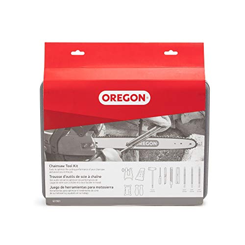 Oregon Kit Premium de Mantenimiento de Cadena de Motosierra con Estuche Rígido, Afilador de Cadena con Limas, Mango, Medidor de Profundidad, Tornillo de Banco, Cuña de Leñador y Accesorios (601981)