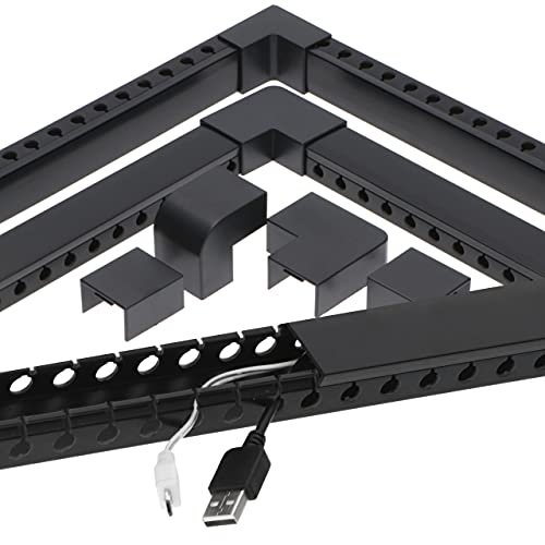 OrgaNice Juego de canales de cables de 3,5 m con conectores para gestión de cables y gestión de cables, color negro