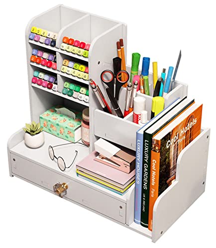 Organizador de escritorio Soporte para lápices, caja de soporte de bolígrafo de papelería de escritorio multifuncional para el estante de almacenamiento de suministros escolares de oficina en casa