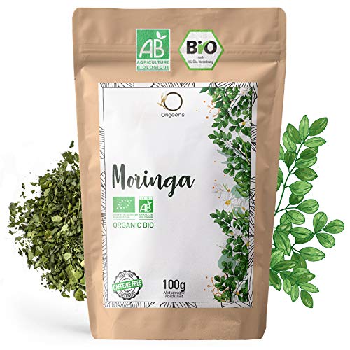 ORIGEENS INFUSIÓN MORINGA BIO 100g ORIGEENS MORINGA HOJAS SECAS I Te de moringa ecológico a granel sin teína, Infusión revitalizante