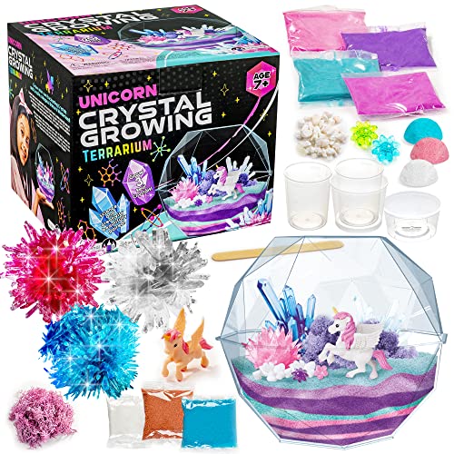 Original Stationery Grow Your Own Crystal Unicorn Terrarium Kit, Laboratorio de Cristales, Kit de Cultivo de Cristales con 3 Cristales Reales para Crear en tu Terrario Regalos Niños