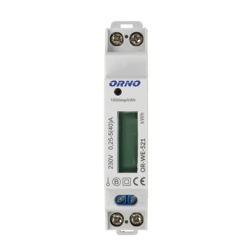 ORNO WE-521 Medidor De Consumo Electrico Monofásico Con Certificado MID y salida de pulso (con luz de fondo)