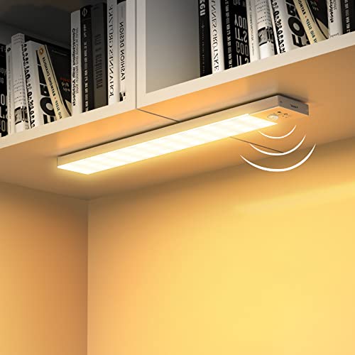 OUILA Luz LED Armario Magnética con Sensor Movimiento Luz Calida 3000K 36 LEDs 4 Modos Luz LED Adhesiva USB Recargable 1000mAh Luz Nocturna para Mesa de estudio, Escaleras, Cocina, Garaje-2 Piezas