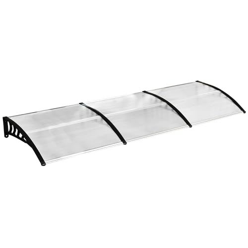 Outsunny Tejadillo de Protección contra Sol y Lluvia para Puertas Ventanas Marquesina de Techo Diseño Moderno Aleación de Aluminio Duradero 90x295x23,5 cm Transparente