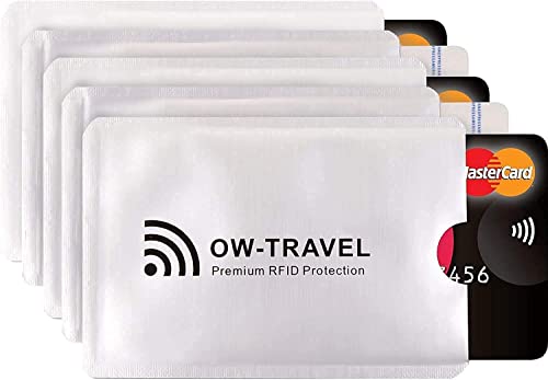 OW-Travel Bloqueo RFID Tarjeta de credito y RFID Pasaporte. Fundas para Tarjetas Credito Credit Card Protector Protector Tarjetas Credito Anti Fraude Protección(Funda Tarjeta Credito Anti NFC/RFID 5)