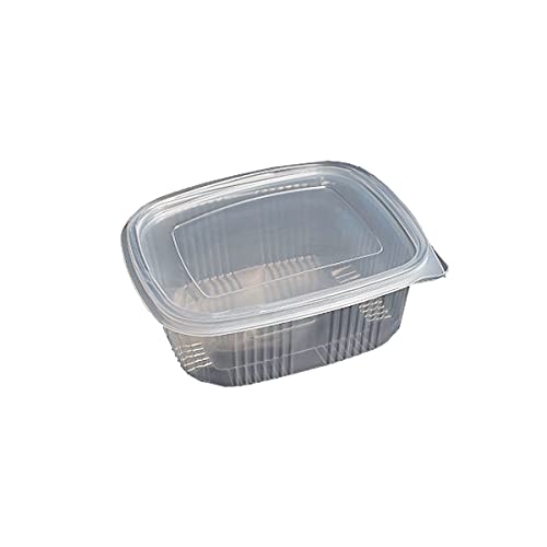 Pack de 50 Envases Reutilizables para Alimentos con Tapa | Tuppers de Plástico Aptos para Microondas | Cajas de Comida para Llevar Tipo Tarrina y Fiambrera | Capacidad de 1L con Medidas 156x126x60 mm