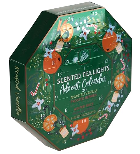 Pan Aroma Calendario de adviento con 24 velas de té perfumadas con cuenta regresiva festiva