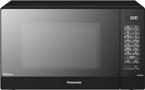 Panasonic NN-GT46KBSUG Microondas con Grill (1000W, 31L, 7 niveles, Grill Cuarzo 1100W, Plato Giratorio de 340 mm, Control táctil, 24 modos, Turbo Defrost, Genius Sensor, Tecnología Inverter), Negro