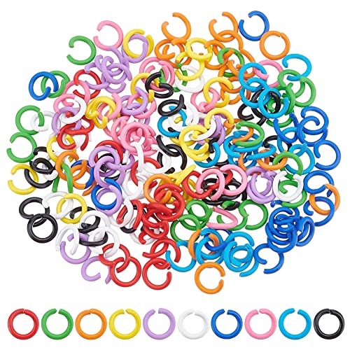 PandaHall 200 anillos de colores, 10 colores, anillos abiertos, 6 mm, conectores de junta tórica, calibre 18, fabricación de joyas, anillos de cota de malla para llaveros, joyas