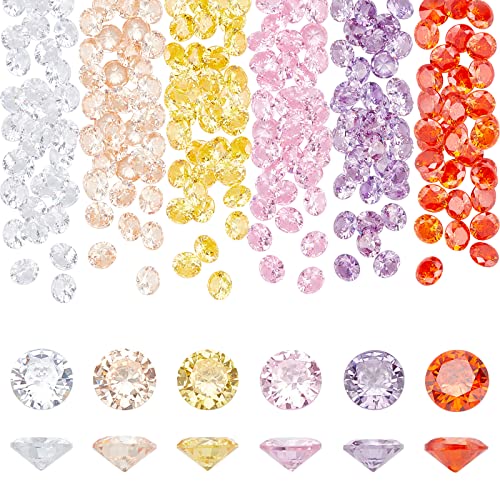 PandaHall 6 colores de 5 mm, circonita cúbica, piedra puntiaguda, 120 piezas, piedra facetada, diamantes de imitación de diamantes de imitación para pendientes pulseras colgantes adornos de joyería