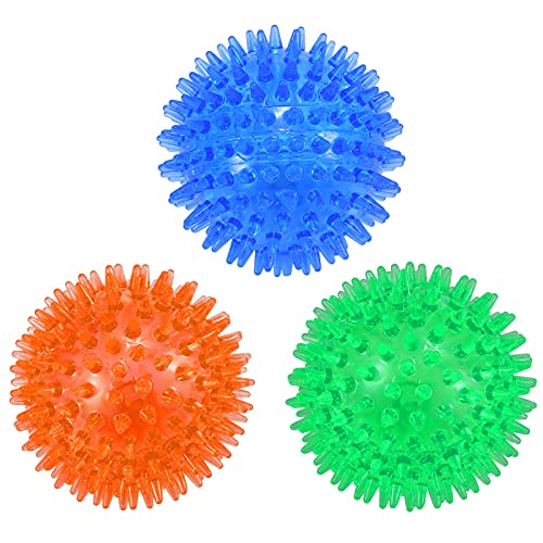 Paquete de 3 Juguetes de Pelota para Perros chirriantes, Perros Masticar Pelota Puntiaguda, Juguetes flotantes para Piscina de Perros, Juguetes de Goma para Cachorros TPR's Toss Fetch