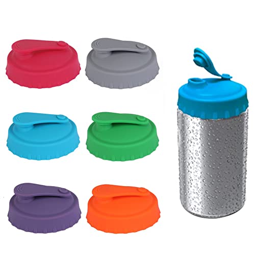 Paquete de 6 tapas para latas de tamaño estándar, cubierta de silicona sin BPA, reutilizable, tapón o protector para refrescos, cervezas, bebidas, jugos, cola, bebidas