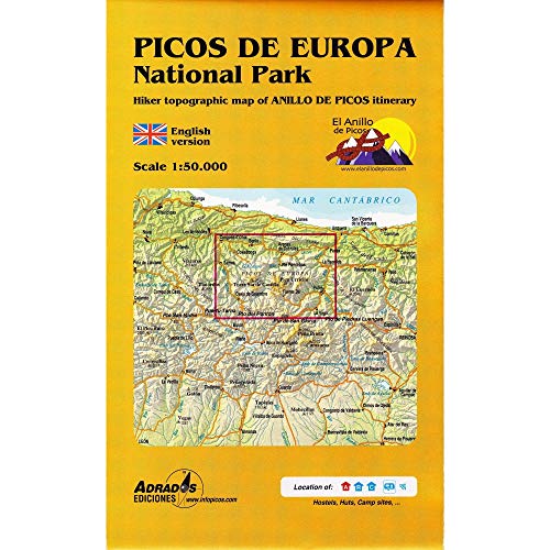 Parque Nacional de los Picos de Europa. Mapa topográfico excursionista: con el itinerario del Anillo de Picos