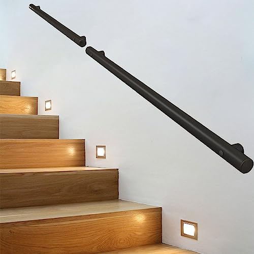 Pasamanos de acero inoxidable, Riel de escalera de barandilla | 30 cm - 600 cm Selección de modelos | Kit de pasamanos de escalera montado en la pared para escaleras - Negro mate ( Size : 240cm )