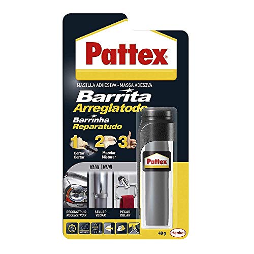 Pattex Barrita arreglatodo, masilla adhesiva para sellar, pegar, metal, 48gr (14010226)