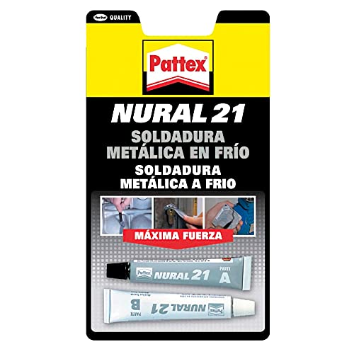 Pattex Nural 21, Soldadura reparadora metálica en frío, pega&repara, gris, 22 ml