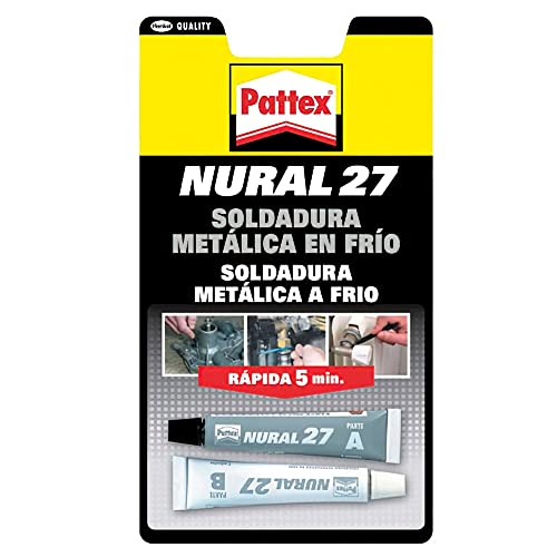 Pattex Nural 27, soldadura metálica en frío, aluminio gris, Juego 2 Tubos, 22 cm