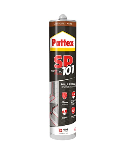 Pattex SP101 Original, adhesivo sellador para interiores y exteriores, polímero sellador marrón multimaterial, sellador de juntas en cartucho, 1 x 280 ml