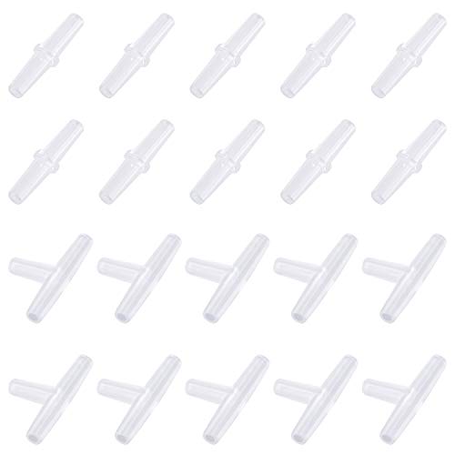 Pawfly Conector de válvula de Aire de Acuario de 40 Piezas, Codo de aerolínea, Tubo en línea de plástico Blanco, 3 vías T y Recto