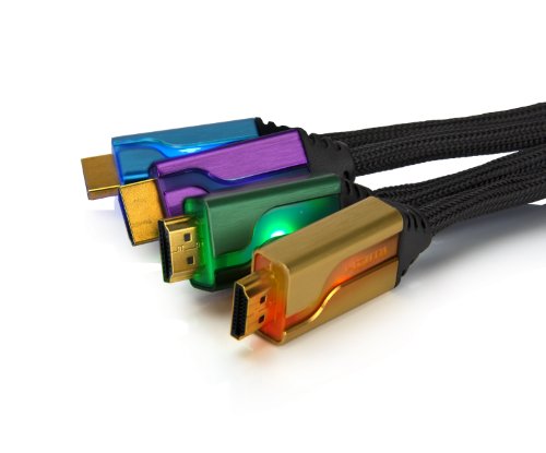 PDP - Quad Cable HDMI 6' Afterglow, Color Verde/Dorado/Lila/Azul
