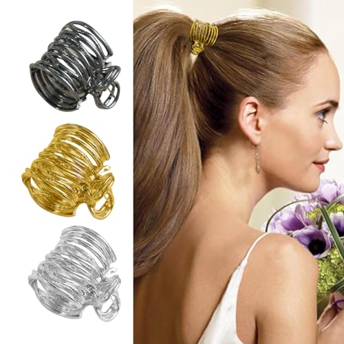 Peiyee 3 Piezas JoyeríA Para El Cabello Clip Para Cola De Caballo,Pinzas Para El Cabello Medianas Con Pinzas Para El Cabello,Pinzas MetáLicas Antideslizantes Para Mujeres,Accesorios El Cabello Moda