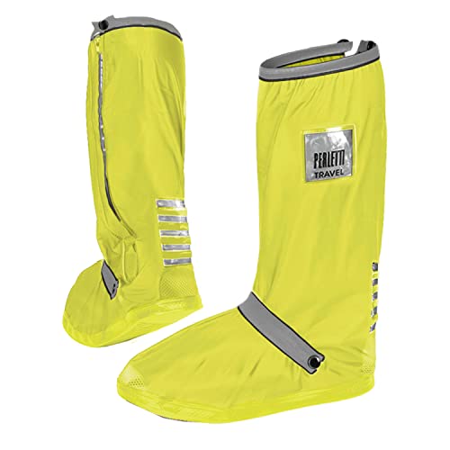 PERLETTI Cubre Zapatos Impermeable Lluvia Hombre Mujer - Cubrezapatos Protector Zapatillas Impermeables Negro - Cubre Calzado Cubrebotas Nieve PVC Anti Barro Reutilizables (L 43/45, Amarillo Fluo)