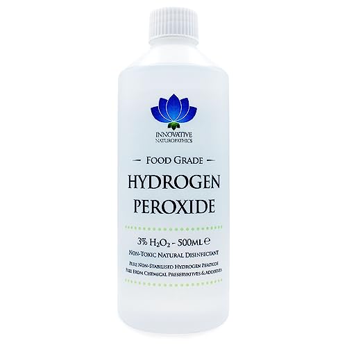 Peróxido de hidrógeno de grado alimenticio, grado más puro 3 %, 500 ml, sin estabilizar y libre de aditivos, 10 volúmenes