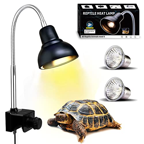 PewinGo Lámpara para Tortuga, Lámpara de Reptiles y Anfibios con 2 Bombillas de Luz Solar UVA UVB y Abrazadera Giratoria de 360 °Adecuada