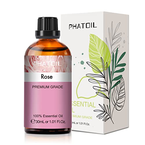 PHATOIL Aceite Esencial Rosa 30ml, Aceites Esenciales Naturales Puros para Humidificador, Aceite de Rosa para Difusor Aromaterapia Velas