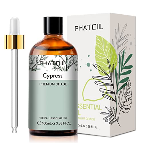 PHATOIL Aceites Esenciale de Ciprés 100 ml, Aceite Esencial de Aromaterapia, Aceite Esenciales para Humidificador, Difusor