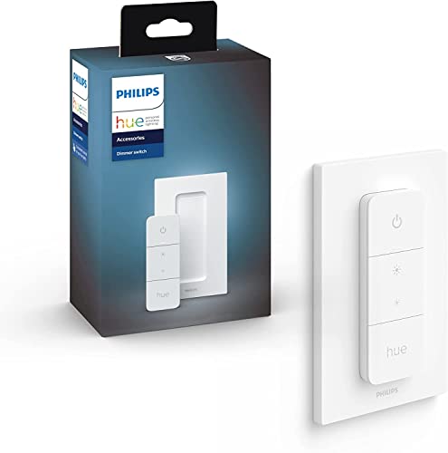 Philips Hue - Dimmer Switch, Regulador inteligente inalambrico para sistema iluminación Hue, para iluminación de interior, sala de estar, dormitorio.-