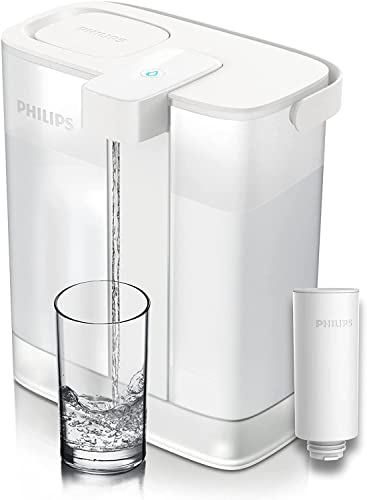 Philips Water AWP2980WH/31 Filtro de agua instantáneo (3 l, flujo rápido de 1 l/min, recargable mediante USB-C), Blanco