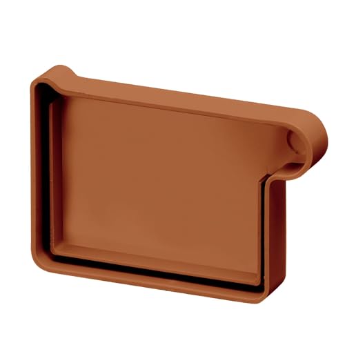 Pieza final de canalón semiredonda, PVC NW 68, accesorios para canalón marrón derecho, fácil montaje enchufable, Made in Germany INEFA