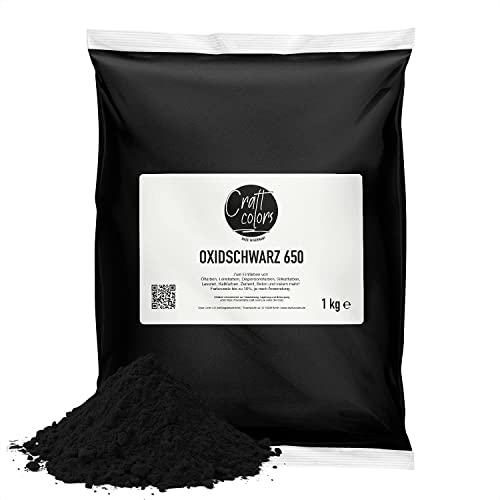 Pigmento negro de óxido de hierro, 1 kg, fabricado en Alemania, pigmento en polvo para colorear hormigón, solado, yeso, escayola, resinas, pinturas o lechadas.