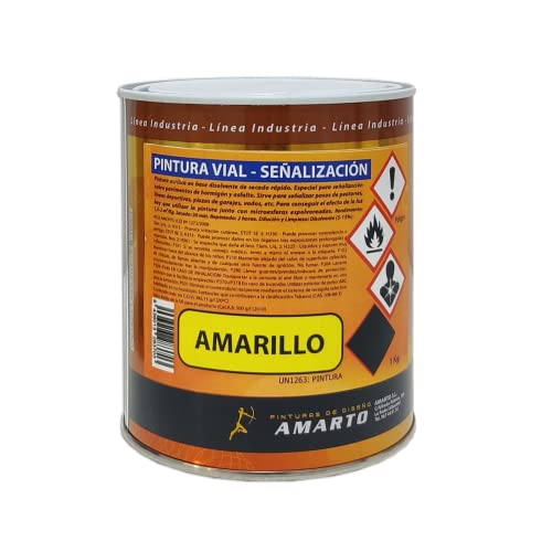 Pintura señalizacion vial pintura acrilica en base disolvente de secado rapido pavimento de ormigon y asfalto (1 kg, Amarillo)