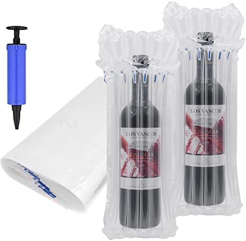 PIQIUQIU 10 protectores de botellas de vino y bolsas de columna de aire inflables para un embalaje seguro y transporte seguro -con bomba de aire (color aleatorio)