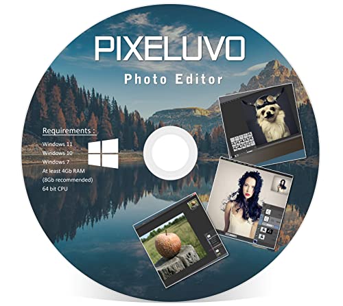 Pixeluvo- Photo Editor 2022 CD de software de edición de imágenes profesional compatible con Windows 11 10 8 7 - Licencia de por vida, sin suscripción mensual