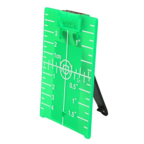Placa de objetivo láser, placa de objetivo magnética con pata para medidor de nivel láser Línea cruzada Herramienta de medición de distancia a doble escala Placa de nivel objetivo(verde)