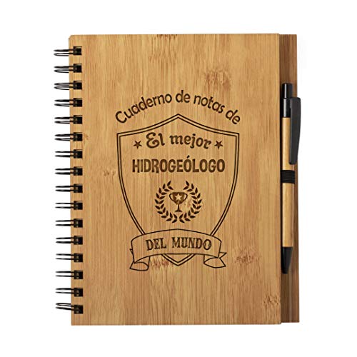 Planetacase Cuaderno De Notas El Mejor Hidrogeologo Del Mundo - Libreta De Madera Natural Con Boligrafo Regalo Original Tamaño A5