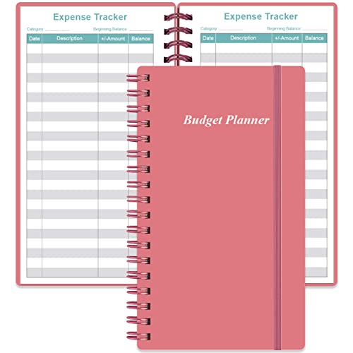 Planificador de presupuesto A6 - Rastreador de presupuesto de gastos, libro de presupuesto para libro de contabilidad, organizador de dinero para cartera, 3.75 x 6.75 pulgadas, rosa
