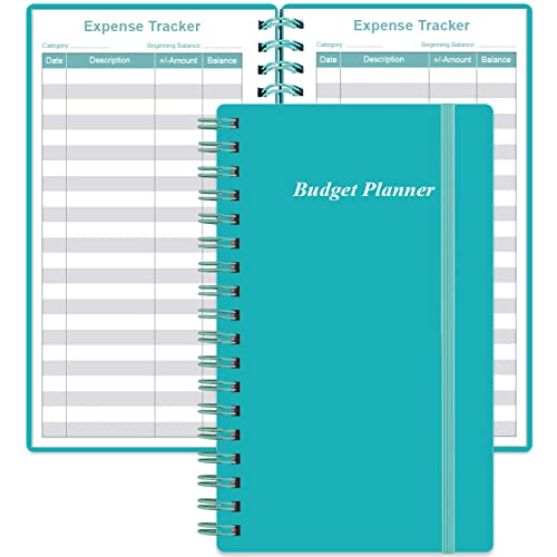 Planificador de presupuesto - Rastreador de presupuesto de gastos A6, libro de presupuesto para libro de contabilidad, organizador de dinero para cartera, 3.75 x 6.75 pulgadas, verde azulado