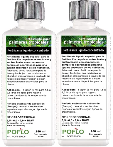 POFLO Fertilizante para palmeras Profi Line, fertilizante para raíces + fertilizante para hojas de ALTA TECNOLOGÍA (500ml)