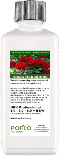 POFLO Fertilizante para rosas trepadoras y rosas arbustivas, fertilizante líquido premium de la línea profesional (1000ml)