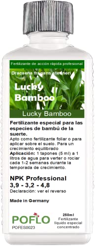 POFLO Lucky Bamboo Fertilizante para bambú de la suerte, línea profesional de abono completo de ALTA TECNOLOGÍA NPK para el bambú Dracaena sanderiana (250ml)