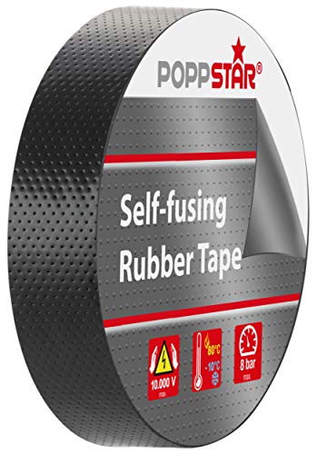 POPPSTAR Cinta aislante de autofusión universal, cinta aislante eléctrica y cinta de sellado, (5 m x 19 mm x 0,76 mm), 1 rollo, color negro