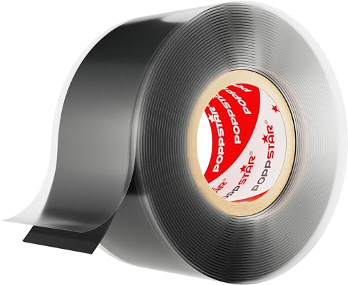 POPPSTAR - Cinta de silicona de autofusión, 1 x 3 m, ideal como cinta de reparación, cinta aislante y cinta de sellado (estanca, hermetica), 25mm de ancho, color negro
