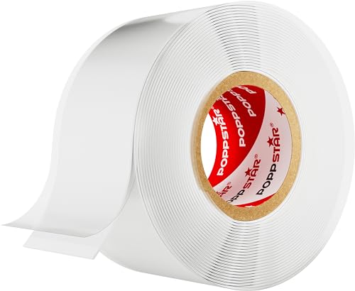 POPPSTAR - Cinta de silicona de autofusión, 1 x 3 m, ideal como cinta de reparación, cinta aislante y cinta de sellado (estanca, hermetica), 25mm de ancho, color blanco
