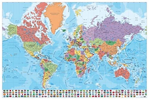 Poster Mapa Mundo Es Fisico Politico