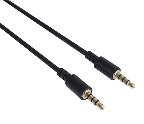 PremiumCord Cable Jack de Audio de Voz de 3,5 mm de 4 Pines – Permite micrófono Aux Auricular Cable de conexión de Audio M/M Longitud 2 m